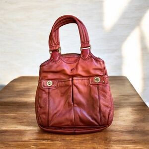 Vintage Marc by Marc Jacobs Red Leather Totally Teri Turnlock bag purse hobo